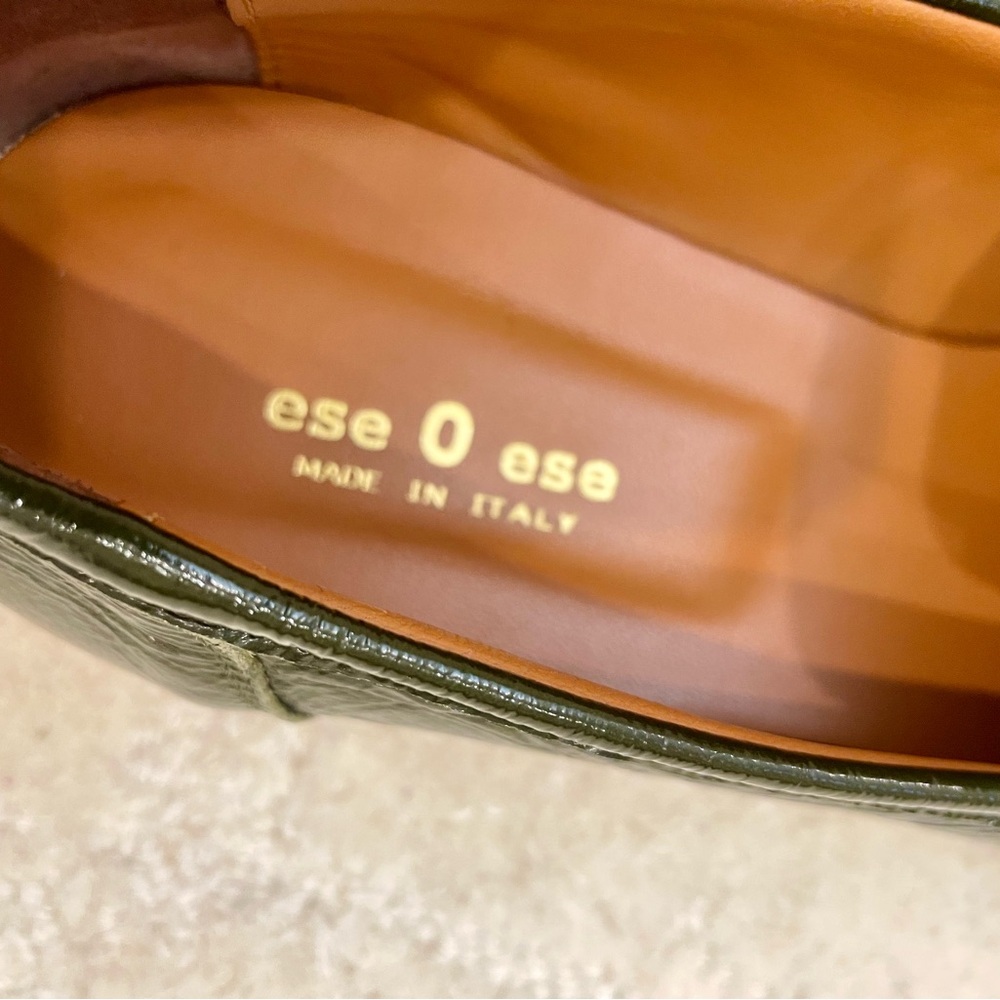 Ese O Ese (Spanish Brand) Olive Green Patent Leather Loafers. Size 9 (EU 40) - Picture 6 of 9